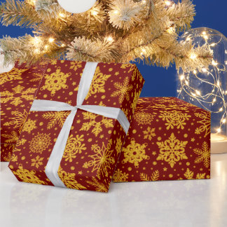 Kerst nep goud glittersneeuwvlokken cadeaupapier
