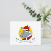 Kerst neushoorn cartoon feestdagenkaart (Staand voorkant)