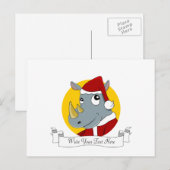 Kerst neushoorn cartoon feestdagenkaart (Voorkant / Achterkant)
