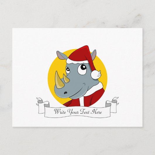 Kerst neushoorn cartoon feestdagenkaart (Voorkant)