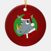 Kerst neushoorn cartoon keramisch ornament (Voorkant)