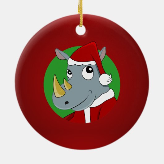 Kerst neushoorn cartoon keramisch ornament (Achterkant)