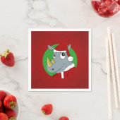 Kerst neushoorn cartoon servetten (Insitu)