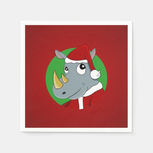 Kerst neushoorn cartoon servetten (Voorkant)