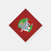 Kerst neushoorn cartoon servetten (Hoek)