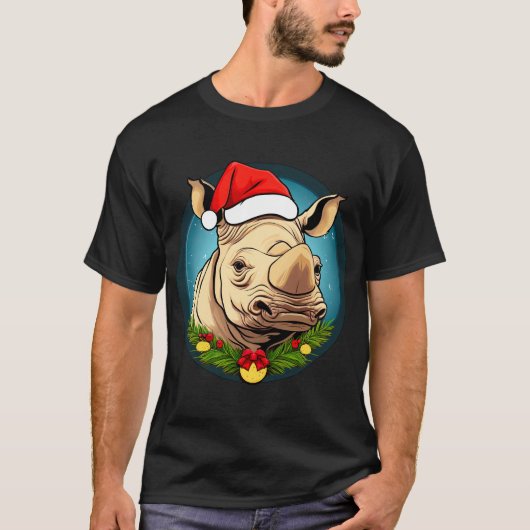Kerst neushoorn T-Shirt (Voorkant)
