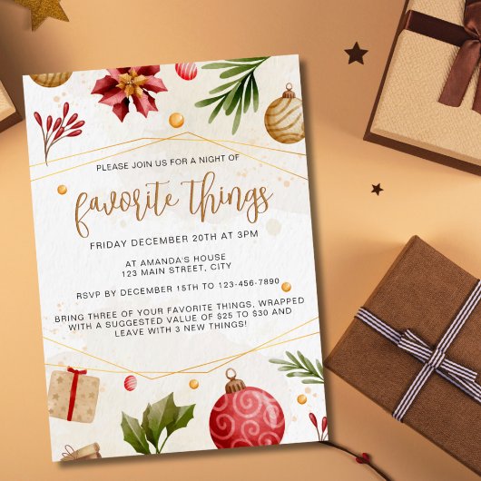 Kerst Neutraal Waterverf Favoriete Dingen Feest Kaart