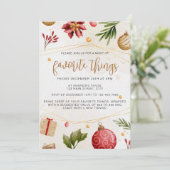 Kerst Neutraal Waterverf Favoriete Dingen Feest Kaart (Staand voorkant)