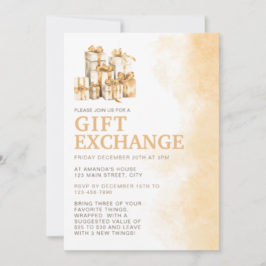 Kerst Neutrale Waterverf Gift Exchange Kaart (Voorkant)