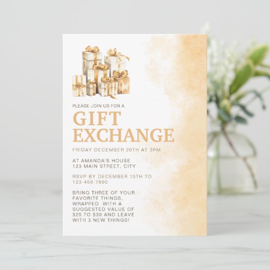 Kerst Neutrale Waterverf Gift Exchange Kaart (Staand voorkant)