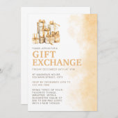 Kerst Neutrale Waterverf Gift Exchange Kaart (Voorkant / Achterkant)