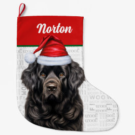 Kerst Newfoundland Naam Woof Achtergrond Grote Kerstsok