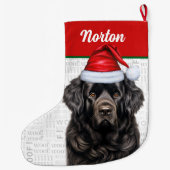 Kerst Newfoundland Naam Woof Achtergrond Grote Kerstsok (Achterkant)