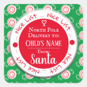 Kerst Nice Lijst Noordpool Aangepaste naam Vierkante Sticker (Voorkant)