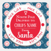 Kerst Nice Lijst Noordpool Aangepaste naam Vierkante Sticker (Voorkant)