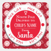 Kerst Nice Lijst Noordpool Aangepaste naam Vierkante Sticker (Voorkant)