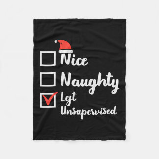 Kerst Nice Naughty liet ongecontroleerde kerstjong Fleece Deken