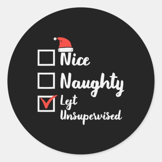 Kerst Nice Naughty liet ongecontroleerde kerstjong Ronde Sticker (Voorkant)