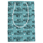 Kerst NICE ONDEUGEND Tekst Op Sneeuwvlokken Medium Cadeauzakje (Voorkant)