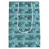 Kerst NICE ONDEUGEND Tekst Op Sneeuwvlokken Medium Cadeauzakje (Achterkant)