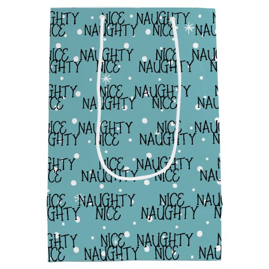 Kerst NICE ONDEUGEND Tekst Op Sneeuwvlokken Medium Cadeauzakje (Achterkant)