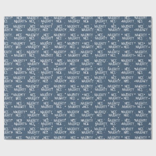 Kerst NICE ONDEUGEND Tekst op Sterren Cadeaupapier (Vlak)