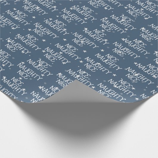 Kerst NICE ONDEUGEND Tekst op Sterren Cadeaupapier (Hoek)