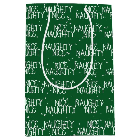 Kerst NICE ONDEUGEND Tekst Sneeuwvlokken Medium Cadeauzakje (Voorkant)