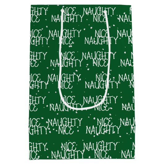 Kerst NICE ONDEUGEND Tekst Sneeuwvlokken Medium Cadeauzakje (Achterkant)