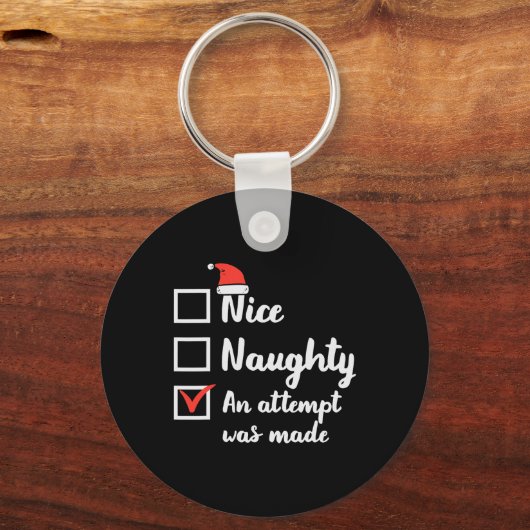 Kerst Nice ondeugende poging werd gemaakt Xmas Man Sleutelhanger (Voorkant)