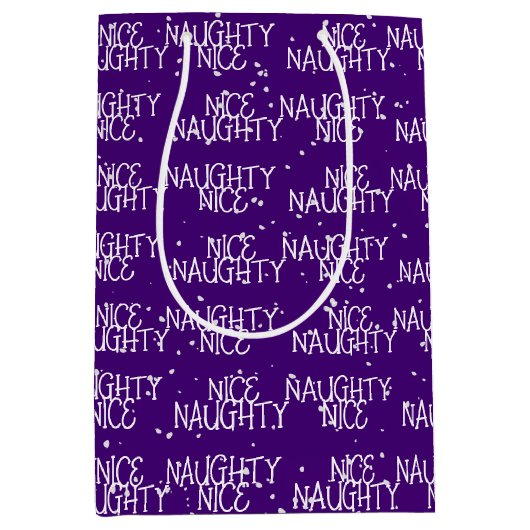 Kerst NICE ONDEUGENDE Tekst en Sneeuwvlokken Medium Cadeauzakje (Voorkant)