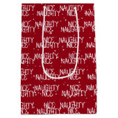 Kerst NICE ONDEUGENDE Tekst en Sneeuwvlokken Medium Cadeauzakje (Achterkant)