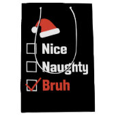 Kerst Nice Stoutige Broer Grappige Kerstlijst Medium Cadeauzakje (Voorkant)