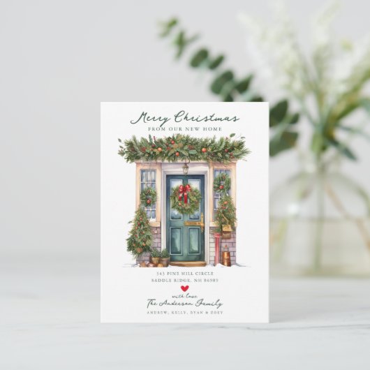 Kerst Nieuw Huis Verhuizing Aankondigingskaart (Staand voorkant)