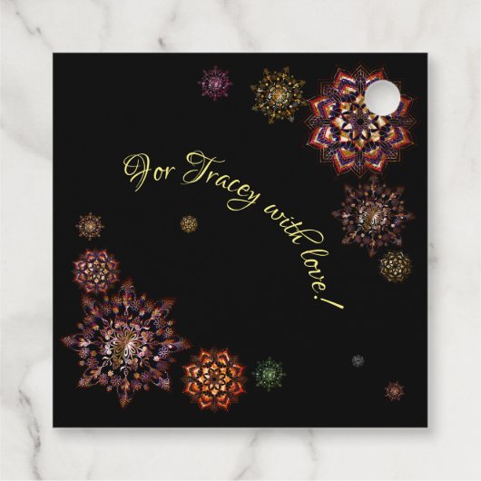 Kerst-nieuw jaar- kleurrijke en heldere sneeuwvlok bedankjes labels (Achterkant)