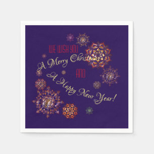 Kerst-nieuw jaar- kleurrijke en heldere sneeuwvlok servet