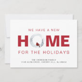 Kerst Nieuwe Home Rode Kardinaal Vakantie Verhuize Aankondiging (Voorkant)