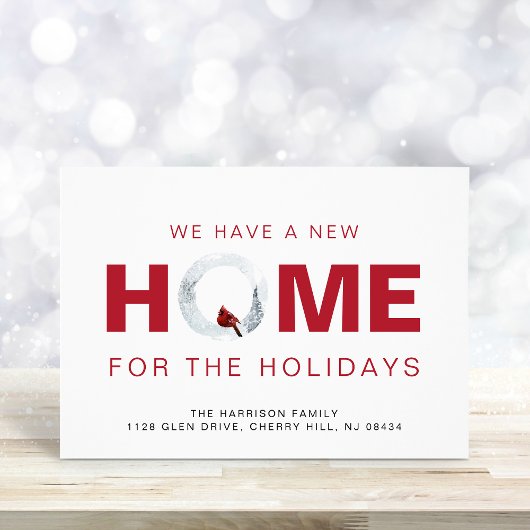 Kerst Nieuwe Home Rode Kardinaal Vakantie Verhuize Aankondiging