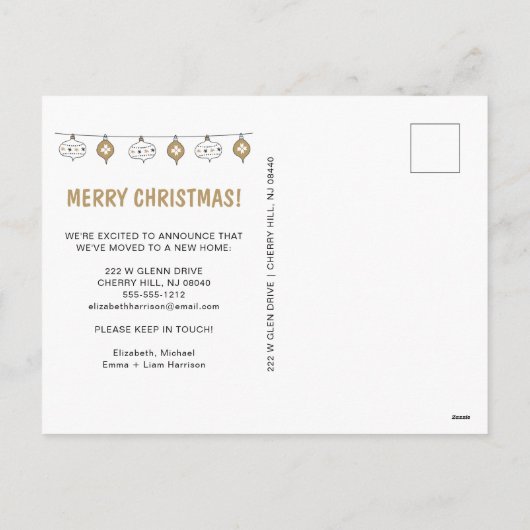 Kerst Nieuwe Thuis Feestdagenkaart (Achterkant)