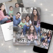 Kerst & Nieuwjaar Brushed Black Script 2 Foto Feestdagenkaart