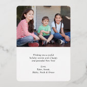 Kerst & Nieuwjaar Elegant Script 2 Foto Folie Feestdagenkaart (Achterkant)