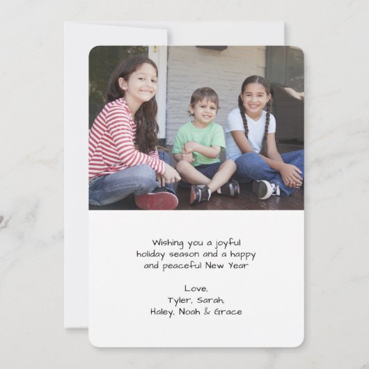 Kerst & Nieuwjaar Geborsteld Wit Script 2 Foto Feestdagenkaart (Achterkant)