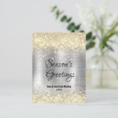 Kerst nieuwjaar metallic zilver goud glitter briefkaart (Staand voorkant)