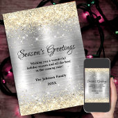 Kerst nieuwjaar metallic zilver goud glitter kaart