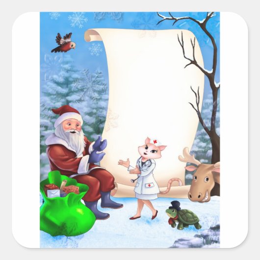 Kerst Nieuwjaar stickers voor een verpleegster. (Voorkant)