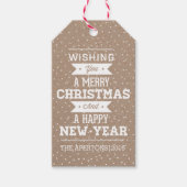 Kerst & Nieuwjaar typografie kraftpapier rustiek Cadeaulabel (Voorkant)