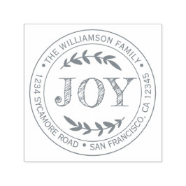 Kerst Nieuwjaar Vreugde Familie Rond Retouradres Zelfinktende Stempel