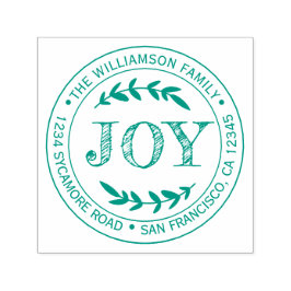 Kerst Nieuwjaar Vreugde Familie Rond Retouradres Zelfinktende Stempel