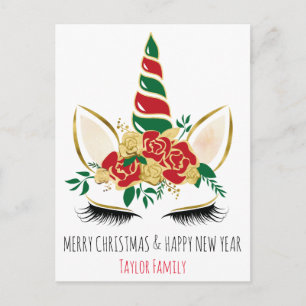 Kerst Nieuwjaar Winter Eenhoorn Briefkaart