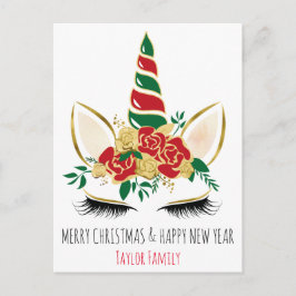 Kerst Nieuwjaar Winter Eenhoorn Briefkaart